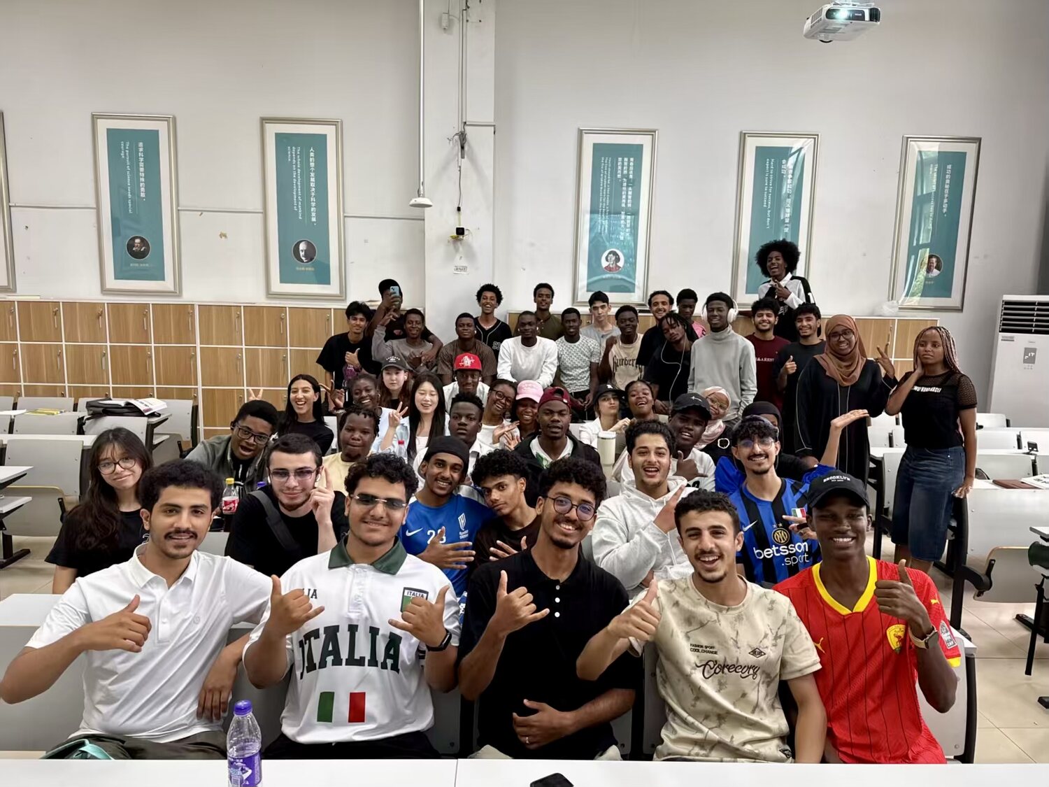 A large, diverse international class of students Meridian placed at a university in China